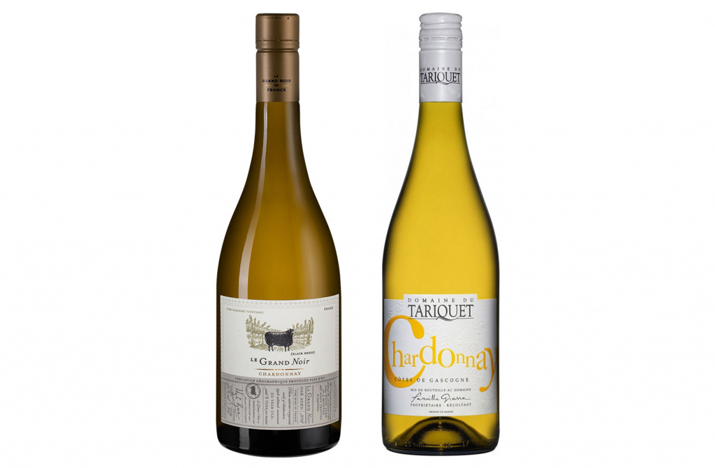 Слева направо: Le Grand Noir Winemaker’s Selection Chardonnay; Domaine Tariquet Chardonnay