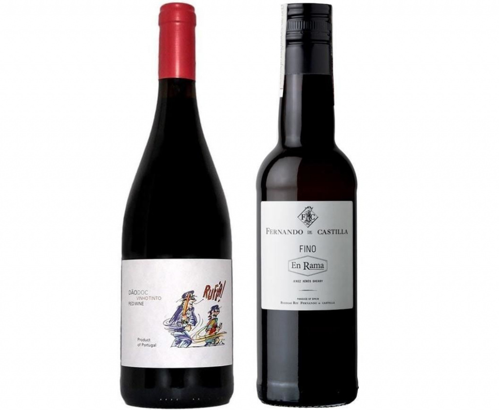 Слева направо: вино Quinta Da Boavista Terras De Tavares Rufia Tinto 2017; херес Fernando De Castilla Fino En Rama