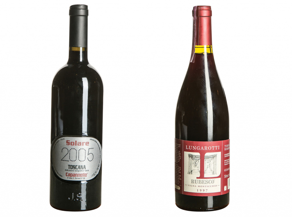 Слева направо: Capannelle Solare Toscana IGT 2005; Lungarotti Rubesco Vigna Monticchio Torgiano Rosso Riserva DOCG 1997