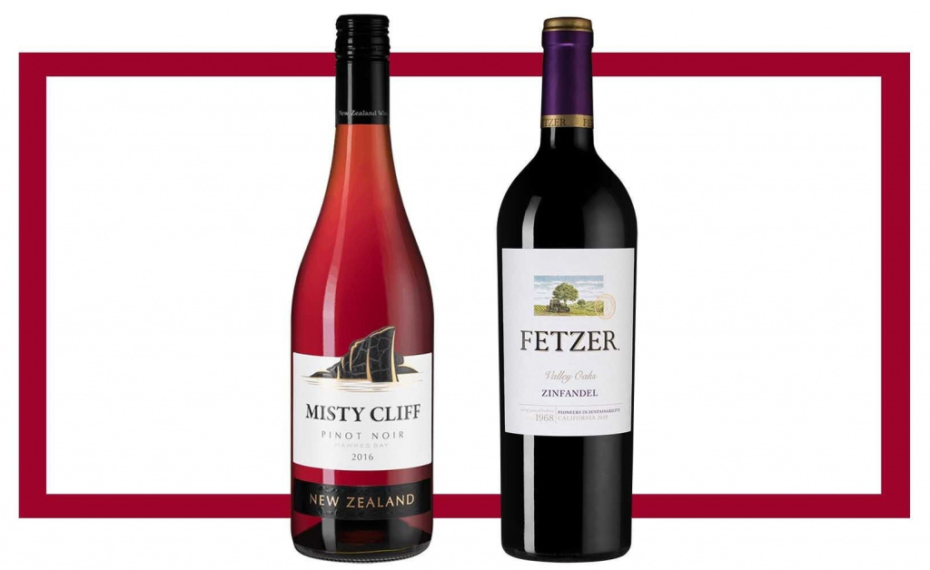 Слева направо: Misty Cliff Pinot Noir 2016; Fetzer Zinfandel Valley Oaks 2018
