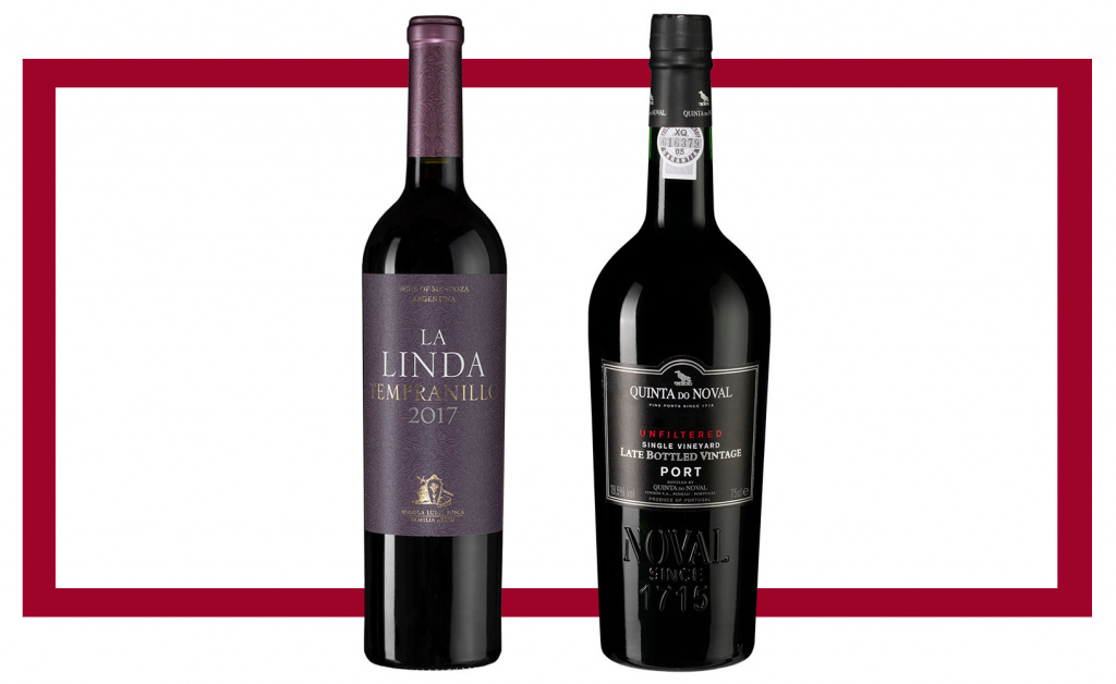 Слева направо: Luigi Bosca Tempranillo La Linda 2017; Quinta do Noval Late Bottled Vintage Unfiltered 2014