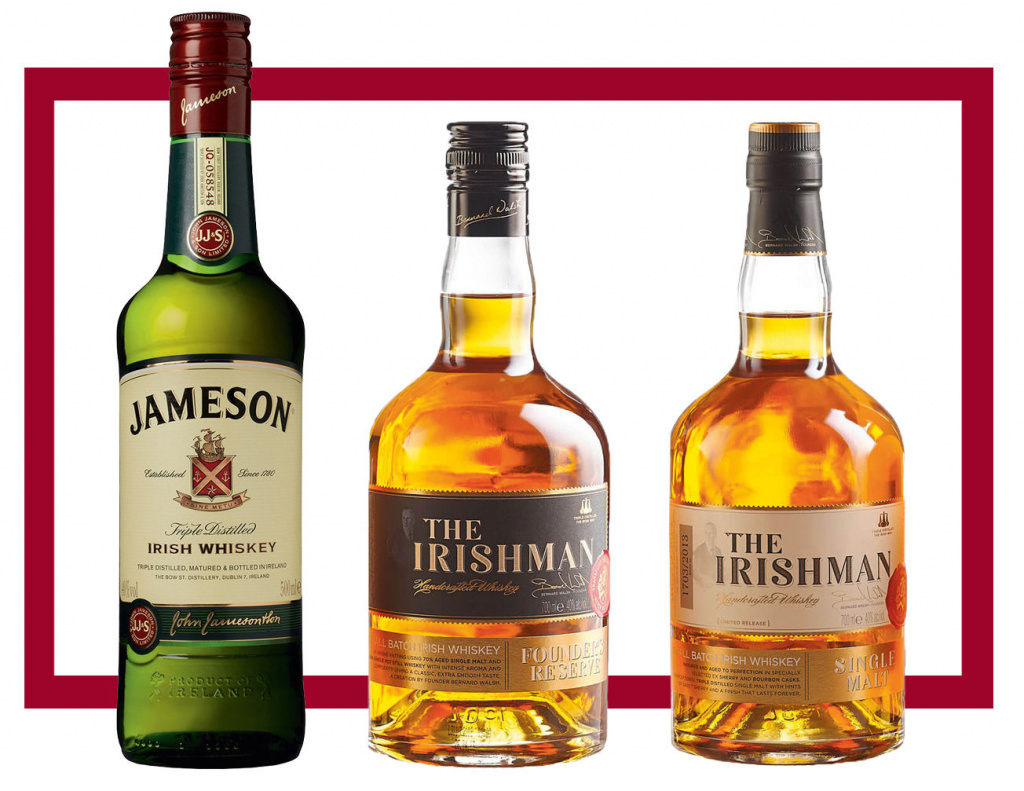 Слева направо: Jameson; The Irishman Founders Reserve; The Irishman Single Malt