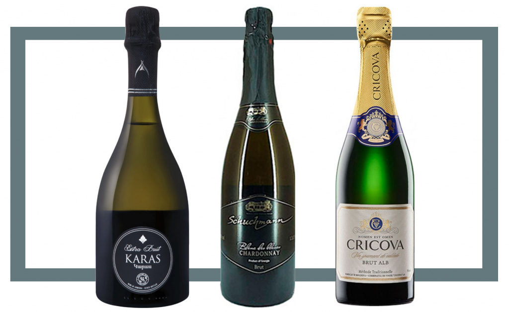 Слева направо: Armavir Vineyards Karas Extra Brut; Schuchmann Chardonnay Brut 2013; Cricova Brut Alb
