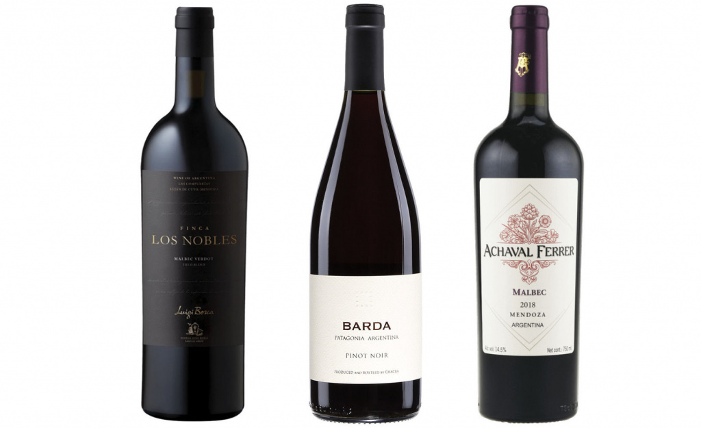 Слева направо: Luigi Bosca Finca Los Nobles Malbec Verdot 2015; Bodegas Chacra Barda Pinot Noir 2016; Achaval Ferrer Malbec 2018