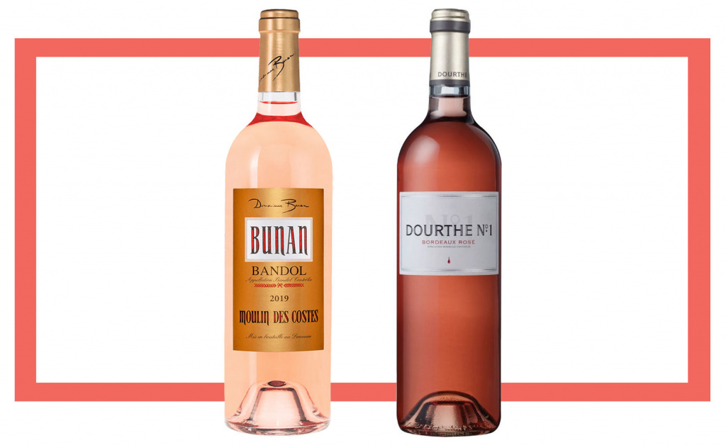 Слева направо: Domaines Bunan Moulin des Costes Rose 2019; Dourthe №1 Bordeaux Rose 2018
