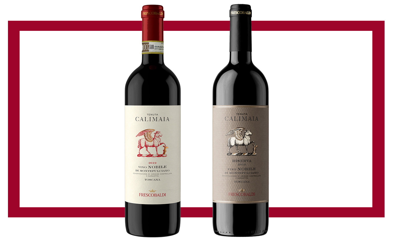 Слева направо: Tenuta Calimaia Vino Nobile di Montepulciano 2019; Tenuta Calimaia Riserva Vino Nobile di Montepulciano 201