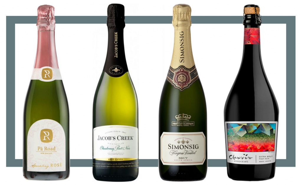 Слева направо: Pa Road Sparkling Rose; Jacob's Creek Chardonnay Pinot Noir Brut Cuvee; Simonsig Kaapse Vonkel Brut; Claroscuro Extra Brut Pinot Noir