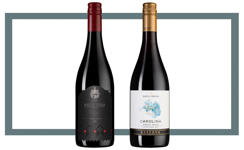 Слева направо: Сикоры Пино нуар 2018; Santa Carolina Reserva Pinot Noir 2019