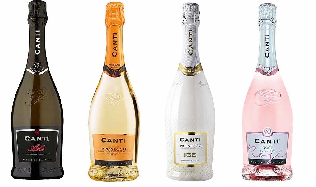 Слева направо: Canti Asti DOCG 2018; Canti Prosecco DOC; Canti Prosecco ICE; Canti Rosé Extra Dry