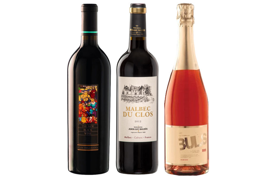 Слева направо: The New Black Wine; Clos Triguedina Cahors Malbec du Clos; Clos Triguedina Bul's Sparkling Rose