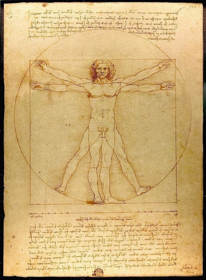 «Витрувианский человек», Леонардо да Винчи, примерно в 1490-1492 гг.